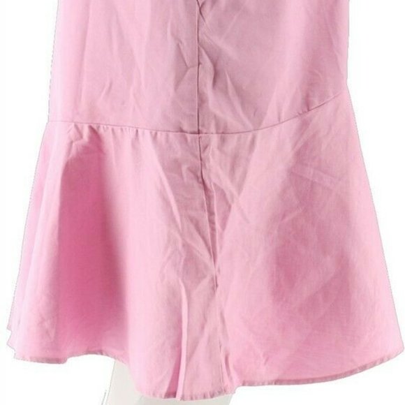 NWT JOAN RIVERS PINK REGULAR LENGTH SLEEVELESS DENIM DRESS WITH FLOUNCE MEDIUM - Picture 6 of 12
